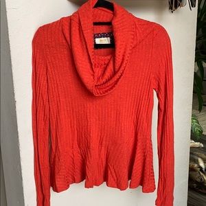 Anthropologie bright coral/red cowl neck sweater